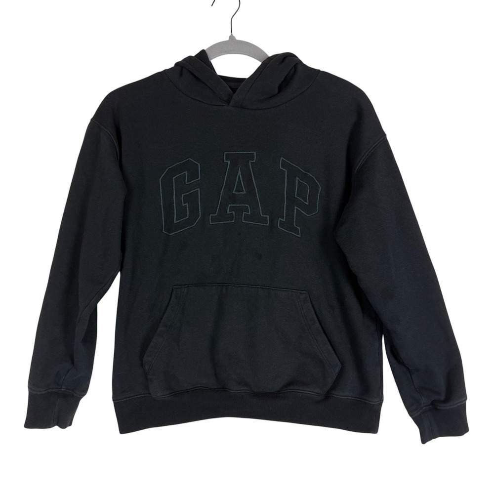 GAP Hoodie Sweatshirt Kids‎ XL 12 Black Pullover Fleece Logo Kangaroo Pocket